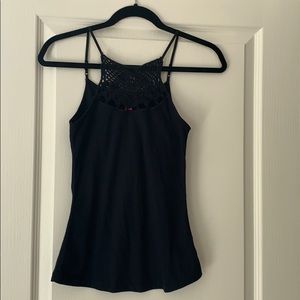 Black Crochet Front Bra Top Cami